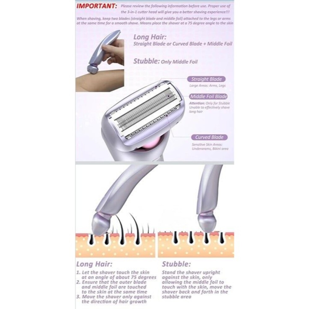 New Women's Electric Razor With Charger - Picture 4 of 7
